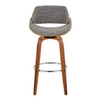 Sgabelli Fabrizzi Noce/Cromo/Grigio: Design Moderno di Metà Secolo, Altezza Fissa 74 cm, Girevoli, Poggiapiedi