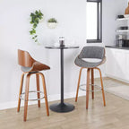 Sgabelli Fabrizzi Noce/Cromo/Grigio: Design Moderno di Metà Secolo, Altezza Fissa 74 cm, Girevoli, Poggiapiedi