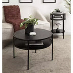 Tavolino rotondo Urso in legno e metallo, 16x15x25, nero