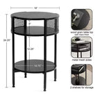 Tavolino rotondo Urso in legno e metallo, 16x15x25, nero