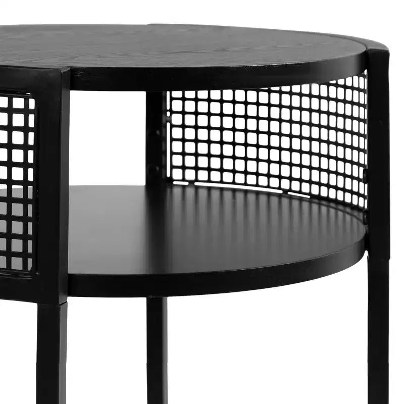 Tavolino rotondo Urso in legno e metallo, 16x15x25, nero