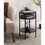 Tavolino rotondo Urso in legno e metallo, 16x15x25, nero