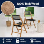 Sedia pieghevole Olivier Coastal moderna in legno e corda con schienale regolabile