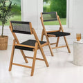 Sedia pieghevole Olivier Coastal moderna in legno e corda con schienale regolabile