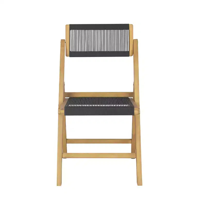 Sedia pieghevole Olivier Coastal moderna in legno e corda con schienale regolabile