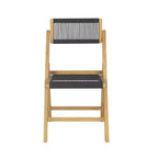 Sedia pieghevole Olivier Coastal moderna in legno e corda con schienale regolabile