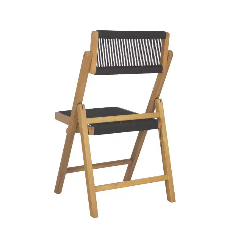 Sedia pieghevole Olivier Coastal moderna in legno e corda con schienale regolabile
