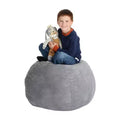 Creative QT Stuff 'n Sit Large 33'' Bean Bag Storage Cover for Stuffed Animals & Toys - Light Gray Corduroy - Toddler & Kids