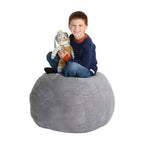 Creative QT Stuff 'n Sit Large 33'' Bean Bag Storage Cover for Stuffed Animals & Toys - Light Gray Corduroy - Toddler & Kids
