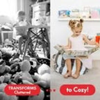 Stuff 'n Sit Grande 84 cm Fodera per Pouf Contenitore per Peluche e Giocattoli - Velluto a Coste Grigio Chiaro - per Bambini