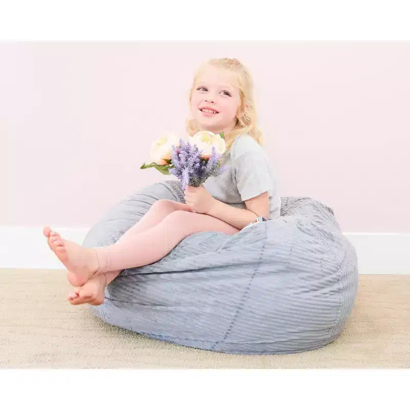 Stuff 'n Sit Grande 84 cm Fodera per Pouf Contenitore per Peluche e Giocattoli - Velluto a Coste Grigio Chiaro - per Bambini